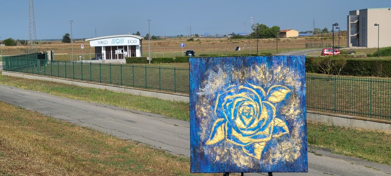 VIRGOとイタリア人現代絵画アーティスト　マッジーフランチェスコの作品「Rosa Blu」青いバラ